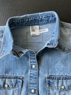 HM Women's Long Sleeve Button Up Shirt Light Wash Denim Size X Small
