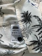 JOGAL Men’s Short-Sleeve Tropical Hawaiian Button-Up Shirt - White (Size Large)