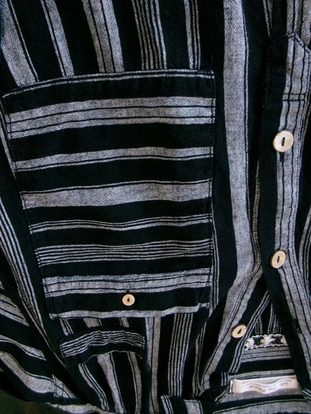 We The Free Oversized 3-Button Striped Shirt - Black & White Size X Small