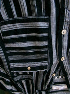 We The Free Oversized 3-Button Striped Shirt - Black & White Size X Small
