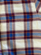 Wrangler Women’s Long-Sleeve Western Pearl Snap Plaid Blue & Maroon Shirt. Med
